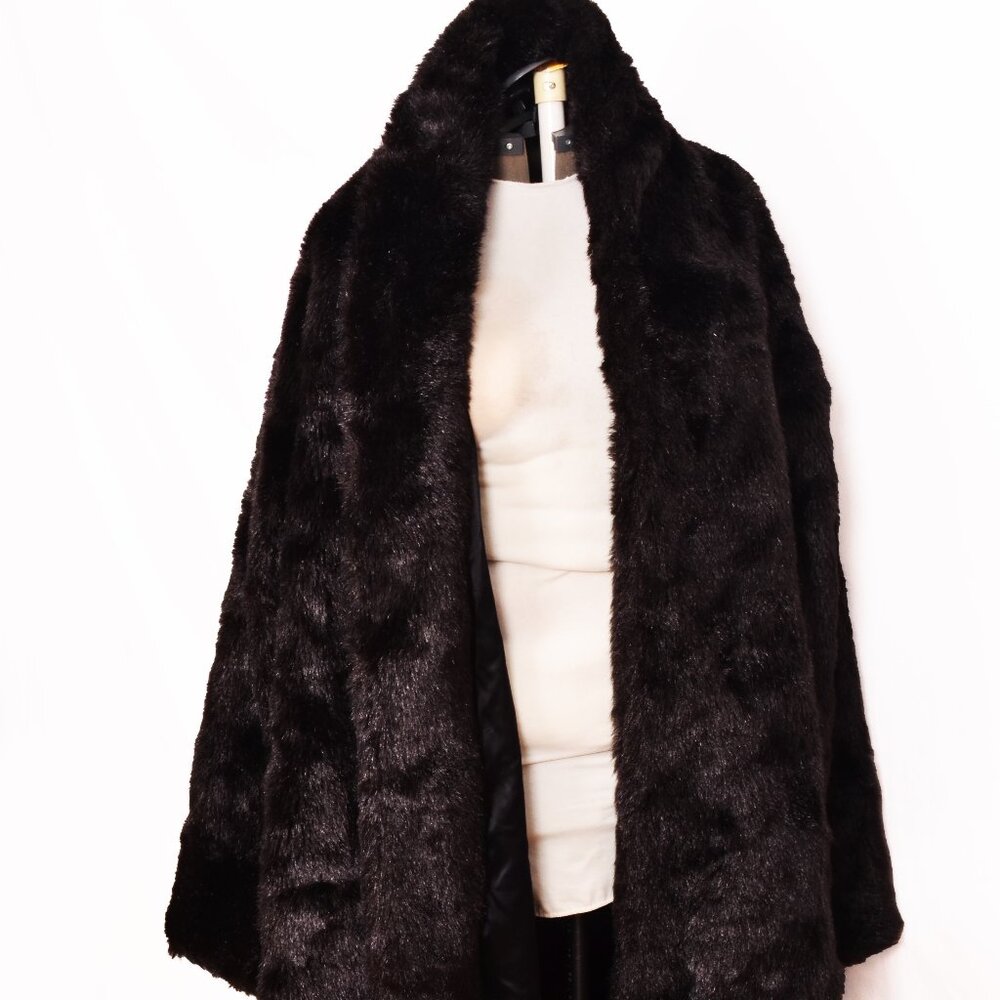 Full Length Faux Fur Coat (Black)